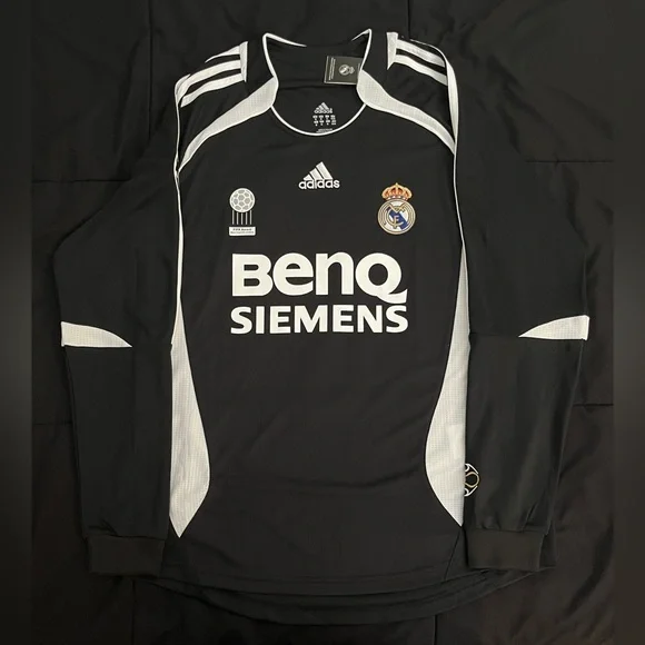 Ronaldo #9 Real Madrid 2006/2007 Black Longsleeve Retro Soccer Jersey S-XL UCL Shirts